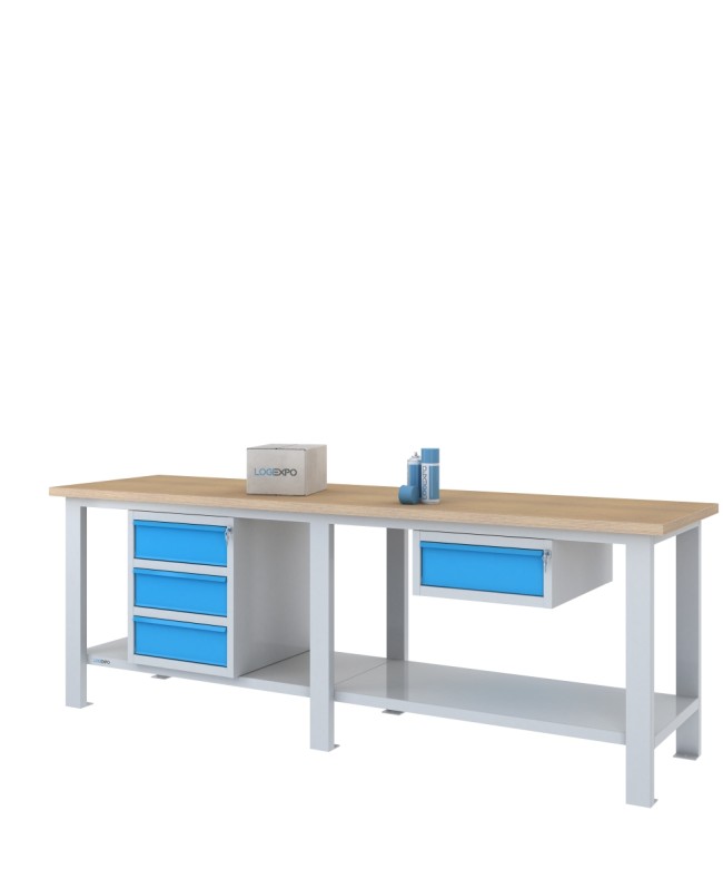 BANCO DA LAVORO 2500x700x885h con 4 cassetti
