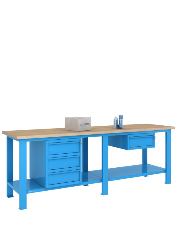 BANCO DA LAVORO 2500x700x885h con 4 cassetti