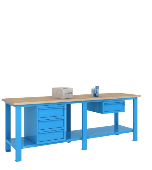 BANCO DA LAVORO 2500x700x885h con 4 cassetti