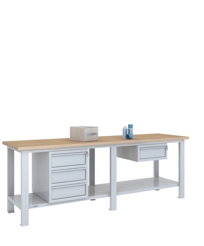 BANCO DA LAVORO 2500x700x885h con 4 cassetti