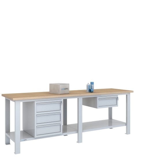 BANCO DA LAVORO 2500x700x885h con 4 cassetti
