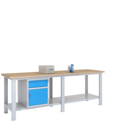 BANCO DA LAVORO 2500x700x885h con 1 cassetto e 1 sportello