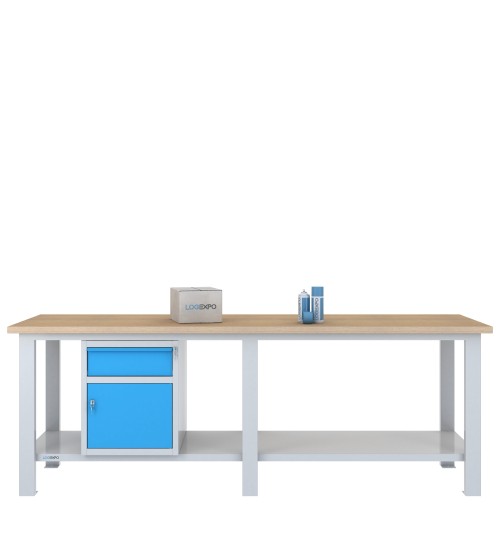BANCO DA LAVORO 2500x700x885h con 1 cassetto e 1 sportello