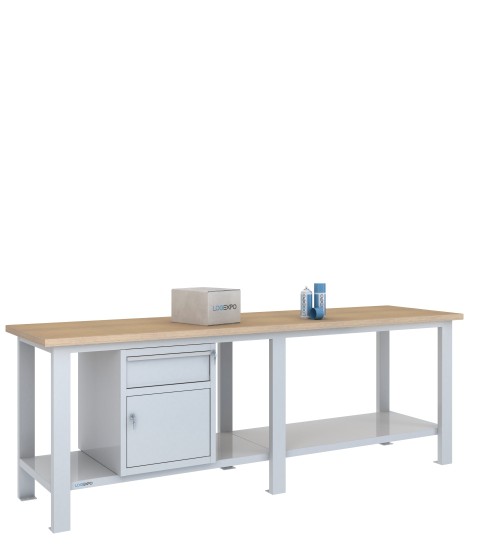 BANCO DA LAVORO 2500x700x885h con 1 cassetto e 1 sportello