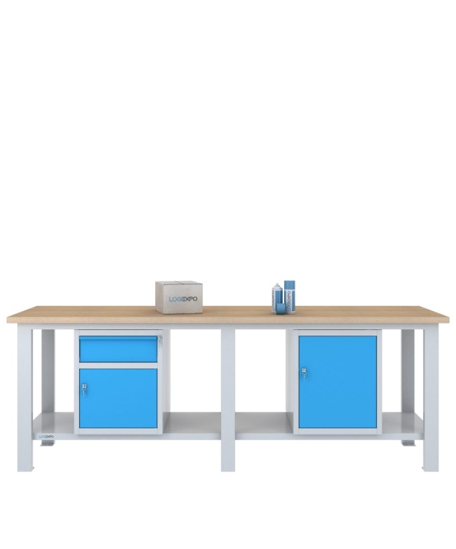 BANCO DA LAVORO 2500x700x885h con 1 cassetto e 2 sportelli