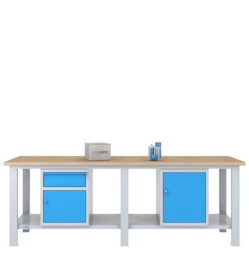 BANCO DA LAVORO 2500x700x885h con 1 cassetto e 2 sportelli