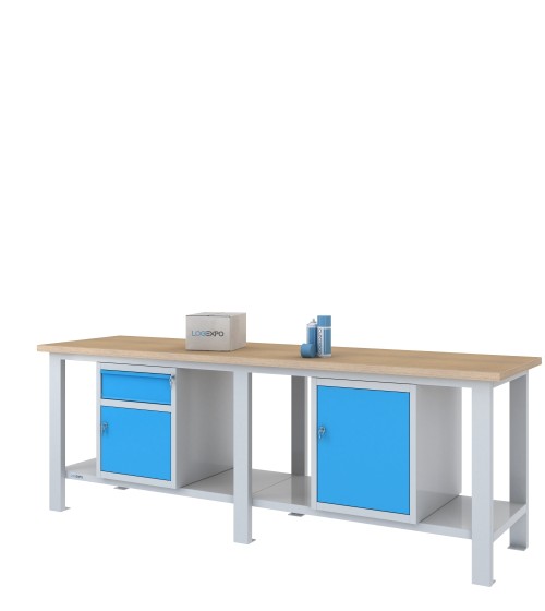BANCO DA LAVORO 2500x700x885h con 1 cassetto e 2 sportelli