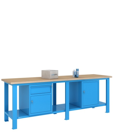 BANCO DA LAVORO 2500x700x885h con 1 cassetto e 2 sportelli