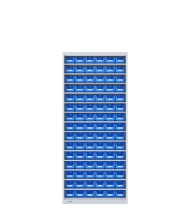 ARMADIO con 90 CONTENITORI a bocca di lupo, aperto senza ante 2