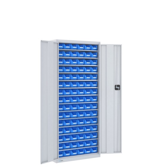 ARMADIO con 90 CONTENITORI a bocca di lupo, chiuso con ante