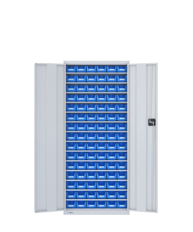 ARMADIO con 90 CONTENITORI a bocca di lupo, chiuso con ante