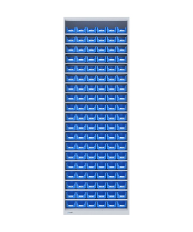 ARMADIO PORTAMINUTERIA con 114 CONTENITORI, aperto senza ante