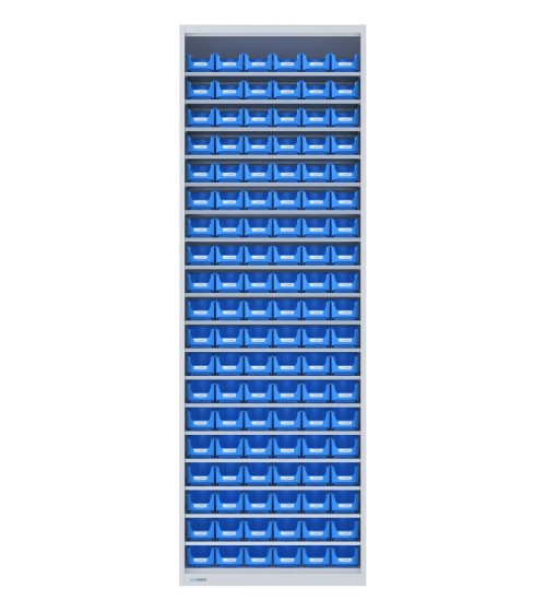 ARMADIO PORTAMINUTERIA con 114 CONTENITORI, aperto senza ante