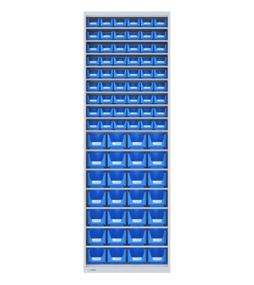 ARMADIO PORTAMINUTERIE con 82 CONTENITORI, aperto senza ante