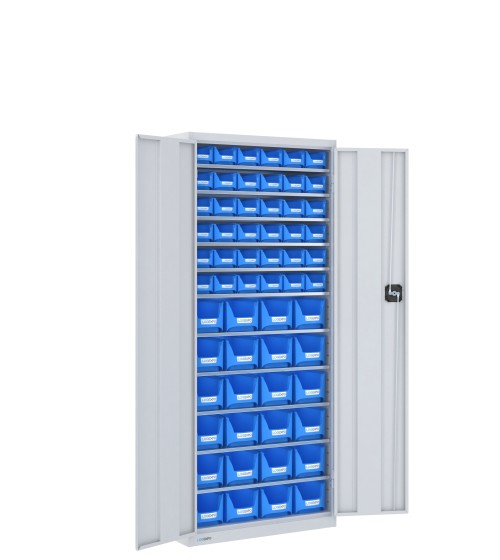 ARMADIO con 60 CONTENITORI a bocca di lupo, chiuso con ante