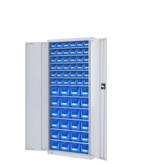 ARMADIO con 60 CONTENITORI a bocca di lupo, chiuso con ante