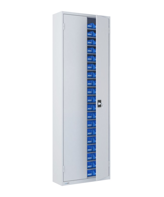 ARMADIO PORTA MINUTERIA con 114 CONTENITORI, chiuso con ante