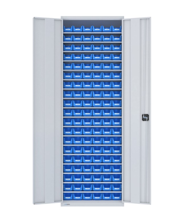 ARMADIO PORTA MINUTERIA con 114 CONTENITORI, chiuso con ante