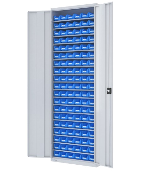 ARMADIO PORTA MINUTERIA con 114 CONTENITORI, chiuso con ante