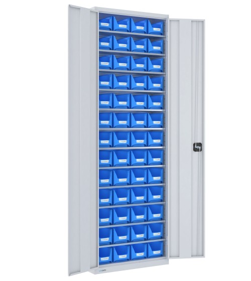 ARMADIO PER MINUTERIE con 52 CONTENITORI, chiuso con ante