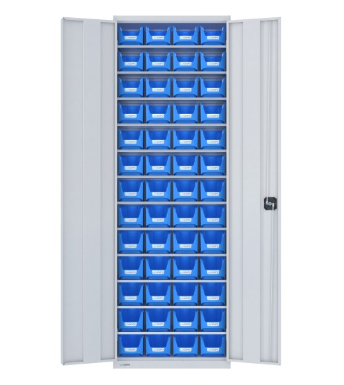 ARMADIO PER MINUTERIE con 52 CONTENITORI, chiuso con ante