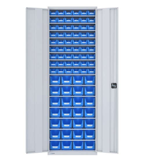 ARMADIO PORTA MINUTERIE con 82 CONTENITORI, chiuso con ante