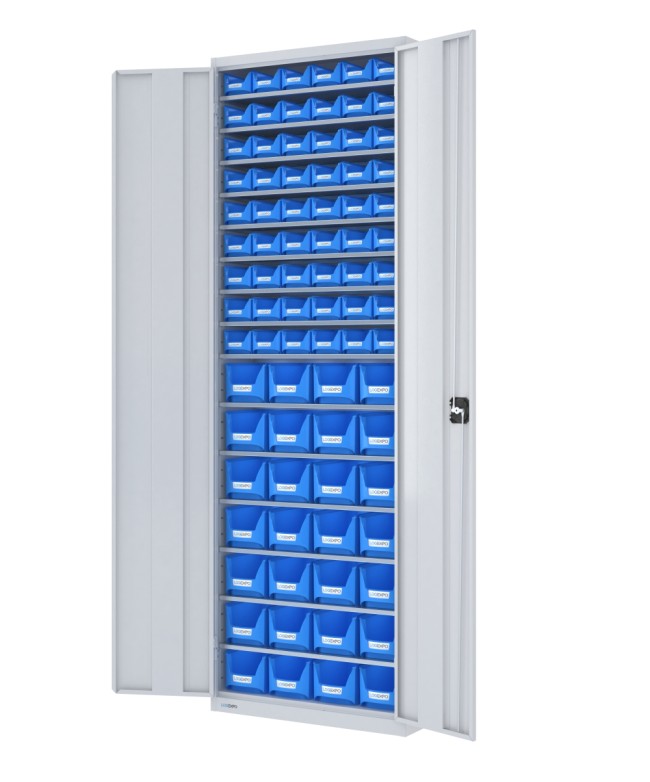 ARMADIO PORTA MINUTERIE con 82 CONTENITORI, chiuso con ante