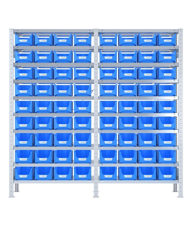 SCAFFALATURA PORTA CONTENITORI – 20 Ripiani – 72 Contenitori bocca di lupo