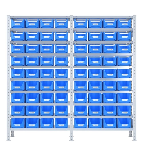 SCAFFALATURA PORTA CONTENITORI – 20 Ripiani – 72 Contenitori bocca di lupo