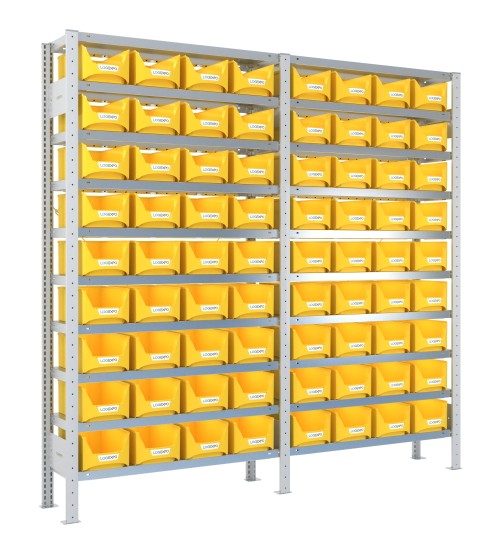 SCAFFALATURA PORTA CONTENITORI – 20 Ripiani – 72 Contenitori bocca di lupo