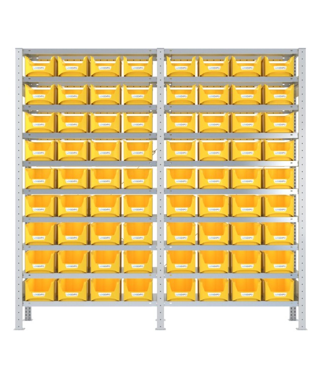 SCAFFALATURA PORTA CONTENITORI – 20 Ripiani – 72 Contenitori bocca di lupo