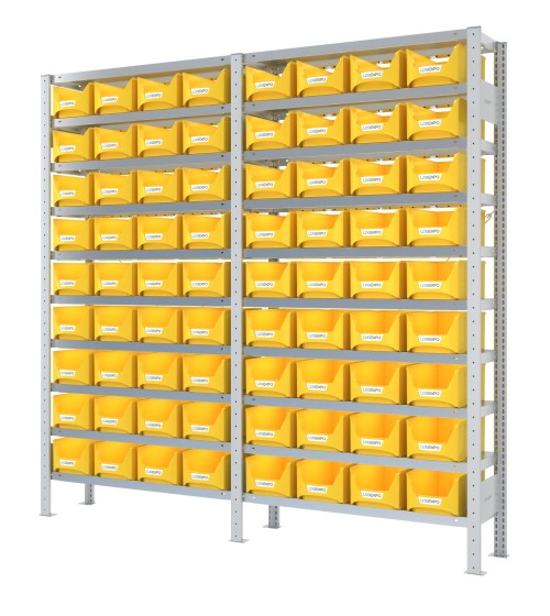 SCAFFALATURA PORTA CONTENITORI – 20 Ripiani – 72 Contenitori bocca di lupo