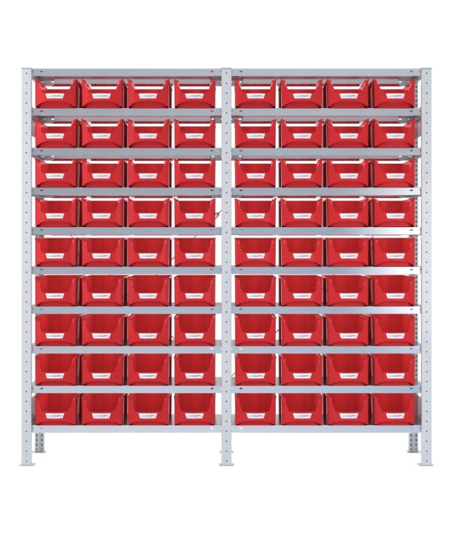 SCAFFALATURA PORTA CONTENITORI – 20 Ripiani – 72 Contenitori bocca di lupo