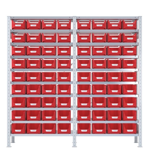 SCAFFALATURA PORTA CONTENITORI – 20 Ripiani – 72 Contenitori bocca di lupo