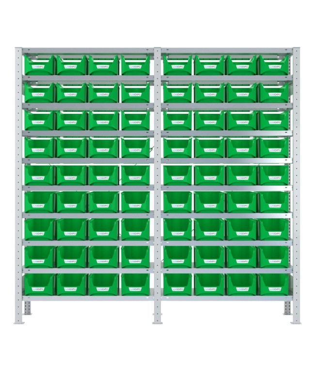 SCAFFALATURA PORTA CONTENITORI – 20 Ripiani – 72 Contenitori bocca di lupo