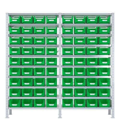 SCAFFALATURA PORTA CONTENITORI – 20 Ripiani – 72 Contenitori bocca di lupo