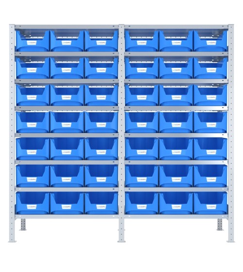 SCAFFALATURA CON CONTENITORI – 16 Ripiani – 42 Contenitori bocca di lupo