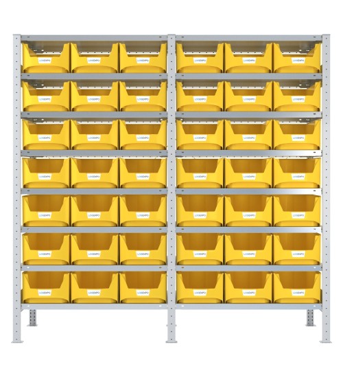 SCAFFALATURA CON CONTENITORI – 16 Ripiani – 42 Contenitori bocca di lupo