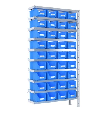 SCAFFALE AGGIUNTIVO PORTA CONTENITORI – 10 Ripiani – 36 Contenitori bocca di lupo