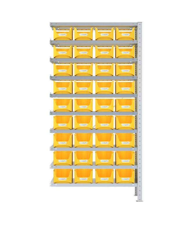 SCAFFALE AGGIUNTIVO PORTA CONTENITORI – 10 Ripiani – 36 Contenitori bocca di lupo