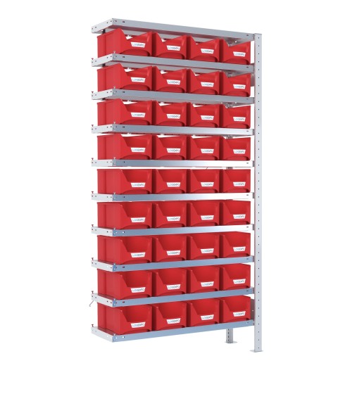 SCAFFALE AGGIUNTIVO PORTA CONTENITORI – 10 Ripiani – 36 Contenitori bocca di lupo