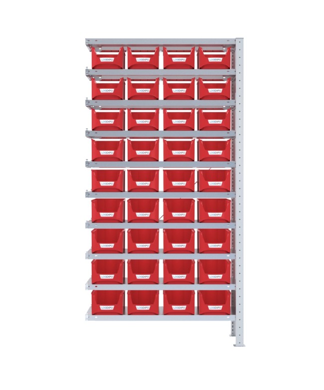 SCAFFALE AGGIUNTIVO PORTA CONTENITORI – 10 Ripiani – 36 Contenitori bocca di lupo