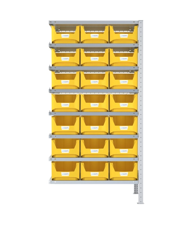 SCAFFALE AGGIUNTIVO CON CONTENITORI – 8 Ripiani – 21 Cassette bocca di lupo