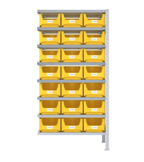 SCAFFALE AGGIUNTIVO CON CONTENITORI – 8 Ripiani – 21 Cassette bocca di lupo