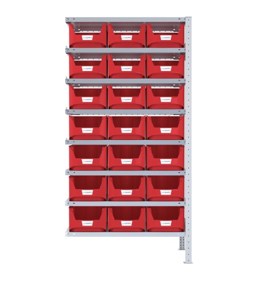 SCAFFALE AGGIUNTIVO CON CONTENITORI – 8 Ripiani – 21 Cassette bocca di lupo