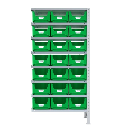 SCAFFALE AGGIUNTIVO CON CONTENITORI – 8 Ripiani – 21 Cassette bocca di lupo