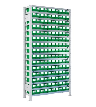 SCAFFALE CON CASSETTINE ESTRAIBILI - 150 Contenitori in plastica portaminuteria