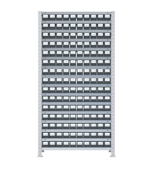 SCAFFALE CON CASSETTINE ESTRAIBILI - 150 Contenitori in plastica portaminuteria