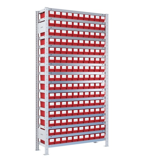 SCAFFALE CON CASSETTINE ESTRAIBILI - 150 Contenitori in plastica portaminuteria