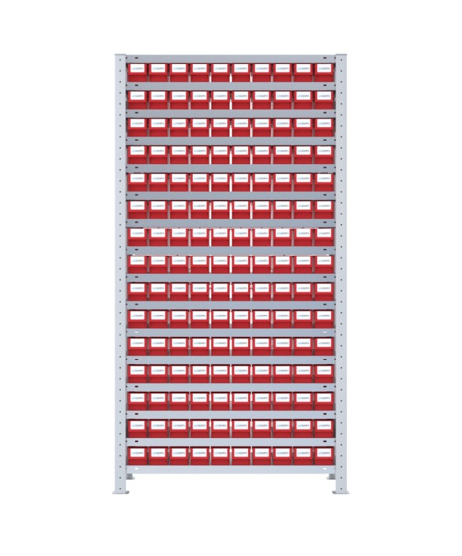 SCAFFALE CON CASSETTINE ESTRAIBILI - 150 Contenitori in plastica portaminuteria